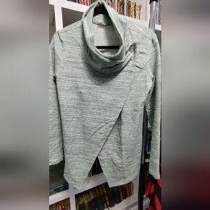 Cozy Heathered Green Cowl Neck Sweater